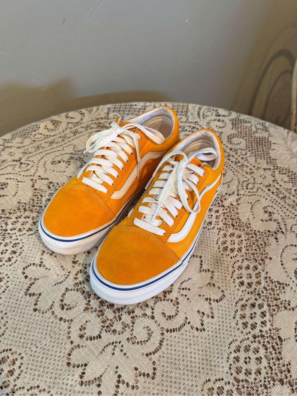Vans Orange Suede Low-Top Skate Shoe with White Sole - Picture 3 of 7